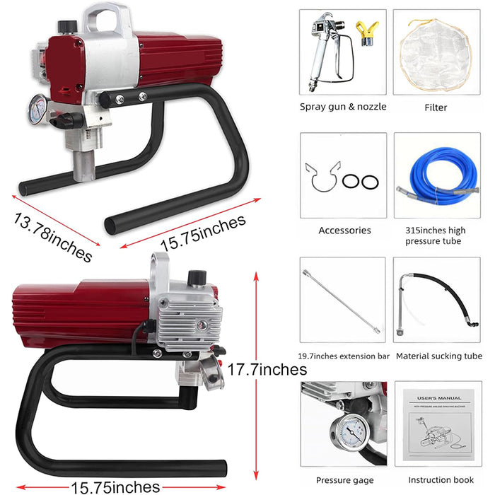 Airless Paint Sprayer Paint Gun for House Painting With 2400W High Power 2000Psi