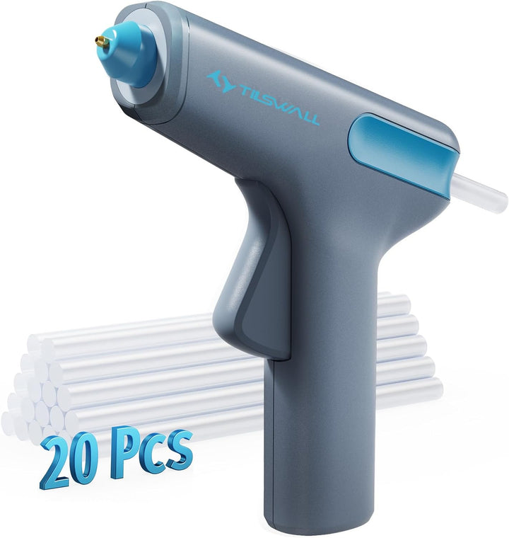 Tilswall Cordless 4V Glue Gun 30s Preheating, with 20pcs 7mm Glue Sticks
