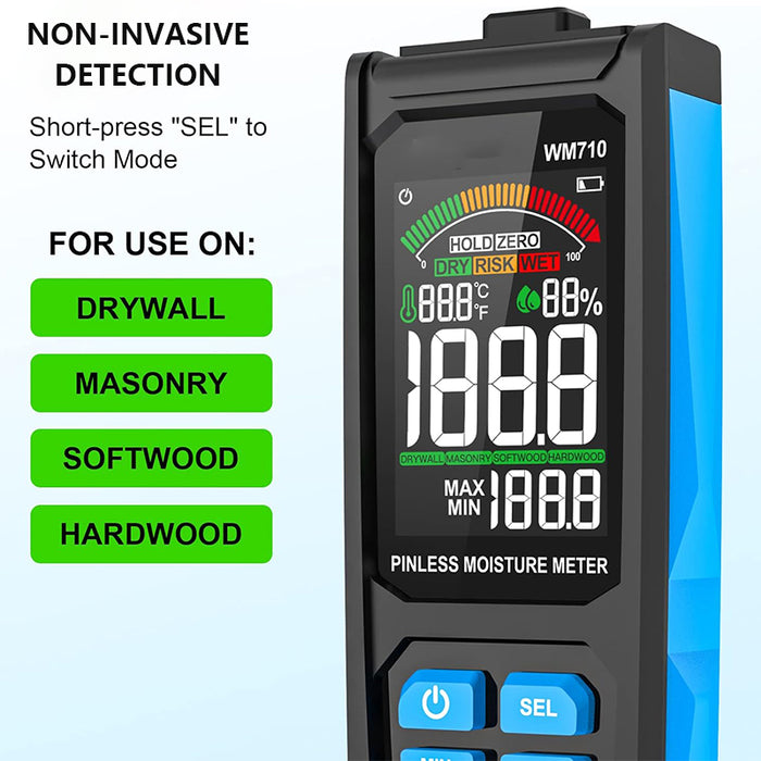 Pinless Wood Moisture Meter Drywall Moisture Detector