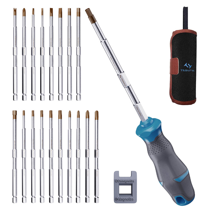 Tilswall Screwdriver Set 18-in-1 with Non-Slip Handle and Magnetic Tips