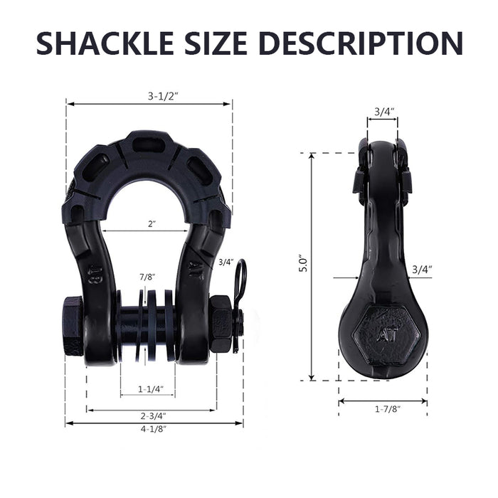 3/4" D Ring Shackles (2 Pack) 70,000 lbs Break Strength