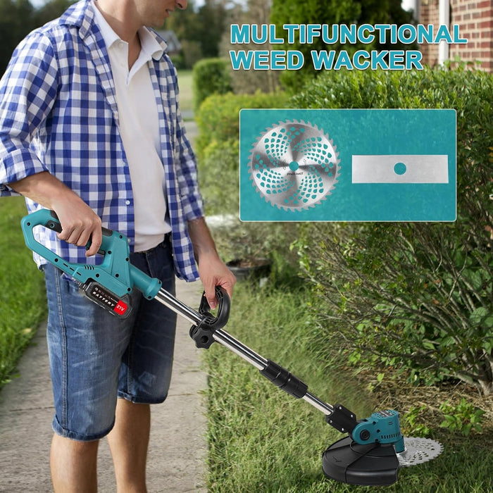 21V Electric Weed Eater Cordless, 6'' Grass Trimmer with 90° Adjustable Head