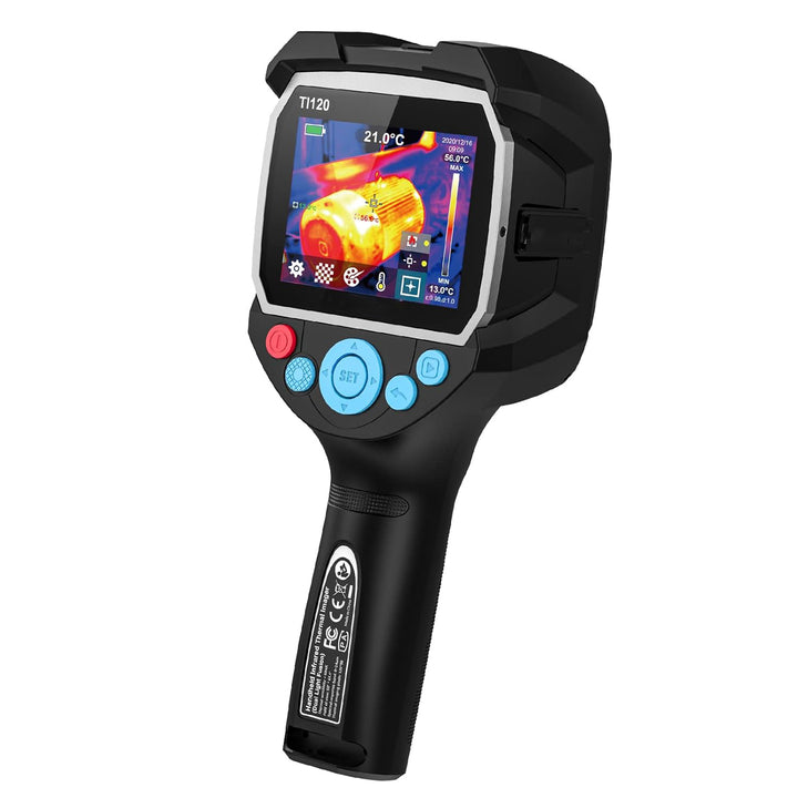 Thermal infrared imaging camera with 6 color palettes and automatic hot and cold spot tracking