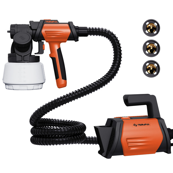 Tilswall Paint Sprayer 800W HVLP Spray Paint Gun with 1300ml Container(Orange)