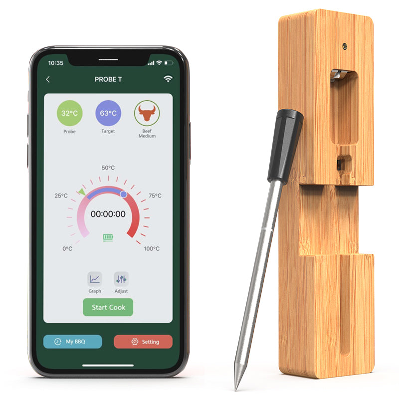 Wireless Meat Thermometer,195ft Wireless Range Digital Thermometer For  Cooking, Food Thermometer With Smart Alert