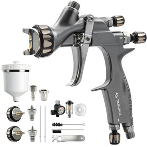 Tilswall Pinto GT HVLP Spray Gun Kit with 32cm Fan, Stainless Steel Flow Channel & 3 Nozzles