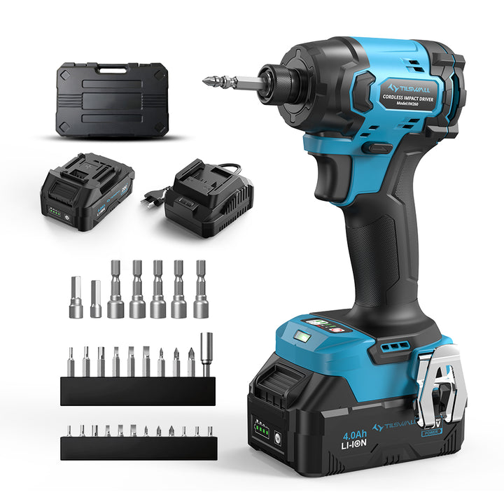 Tilswall 20V Cordless Impact Driver, 260Nm Torque Brushless, 3-Speed (0-3600 RPM)