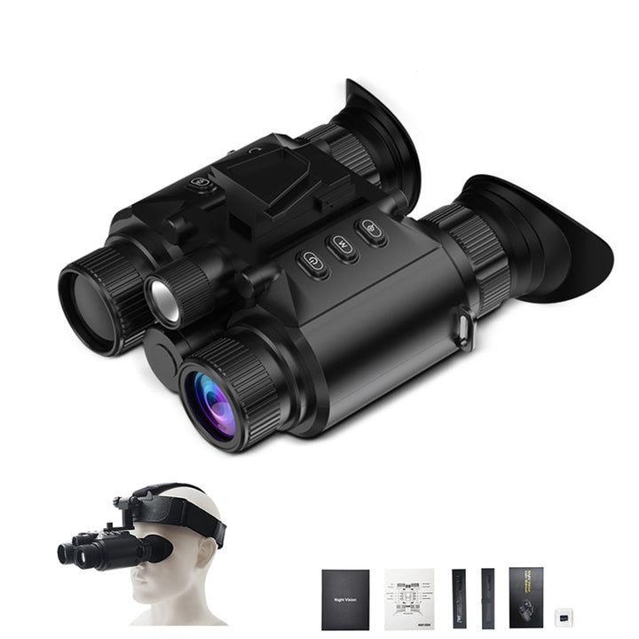 Head-Mounted Night Vision Goggles with 1000M IR Range, 5X Zoom & Photo Video Recording