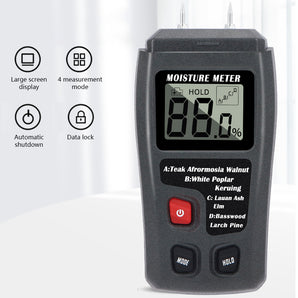 Tilswall Pin-Type Damp Meter Detector with 4 Modes