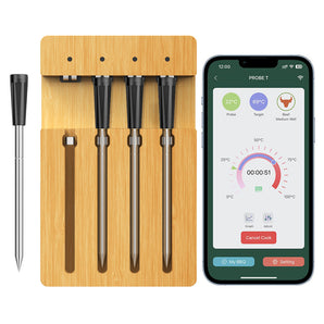 Tilswall Smart Wireless Meat Thermometer with 4pcs Ultra-Thin Probe
