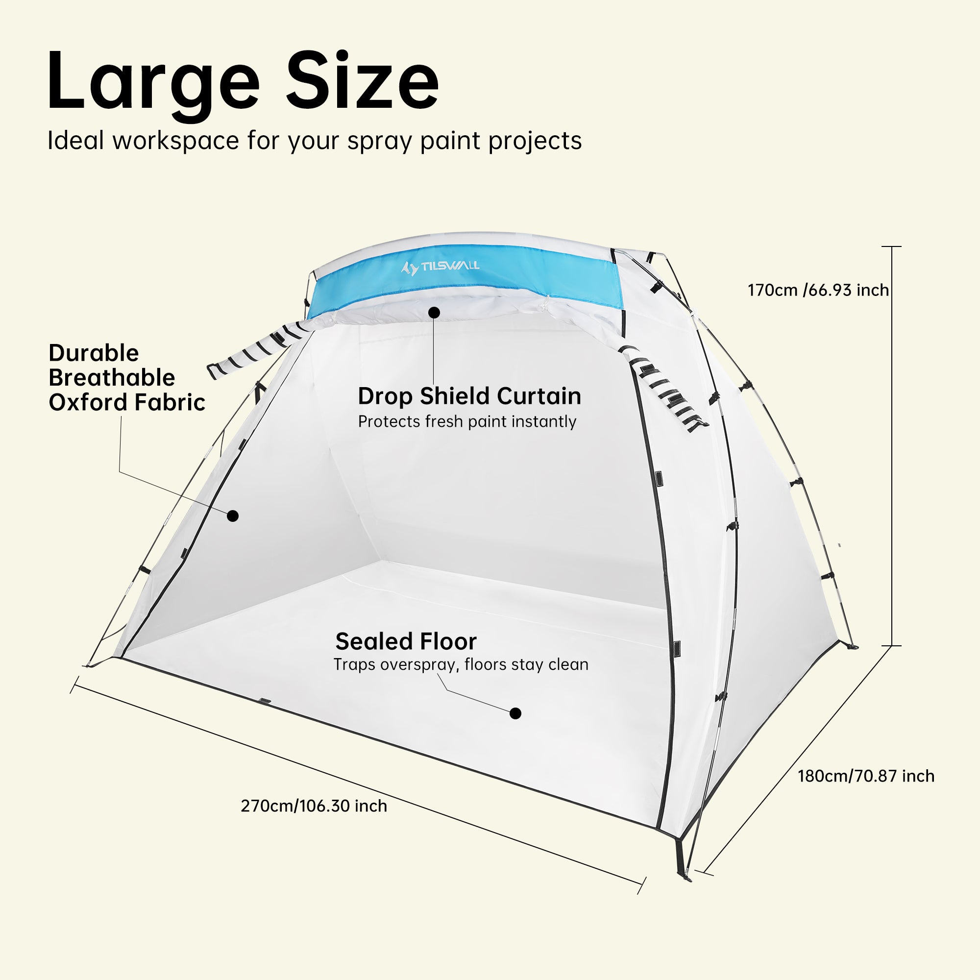 tent paint Tilswall Paint Booth, 8.86 x5.91 x5.58 ft Larger Portable Paint Booth