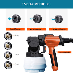Tilswall Paint Sprayer 800W HVLP Spray Paint Gun with 1300ml Container(Orange)