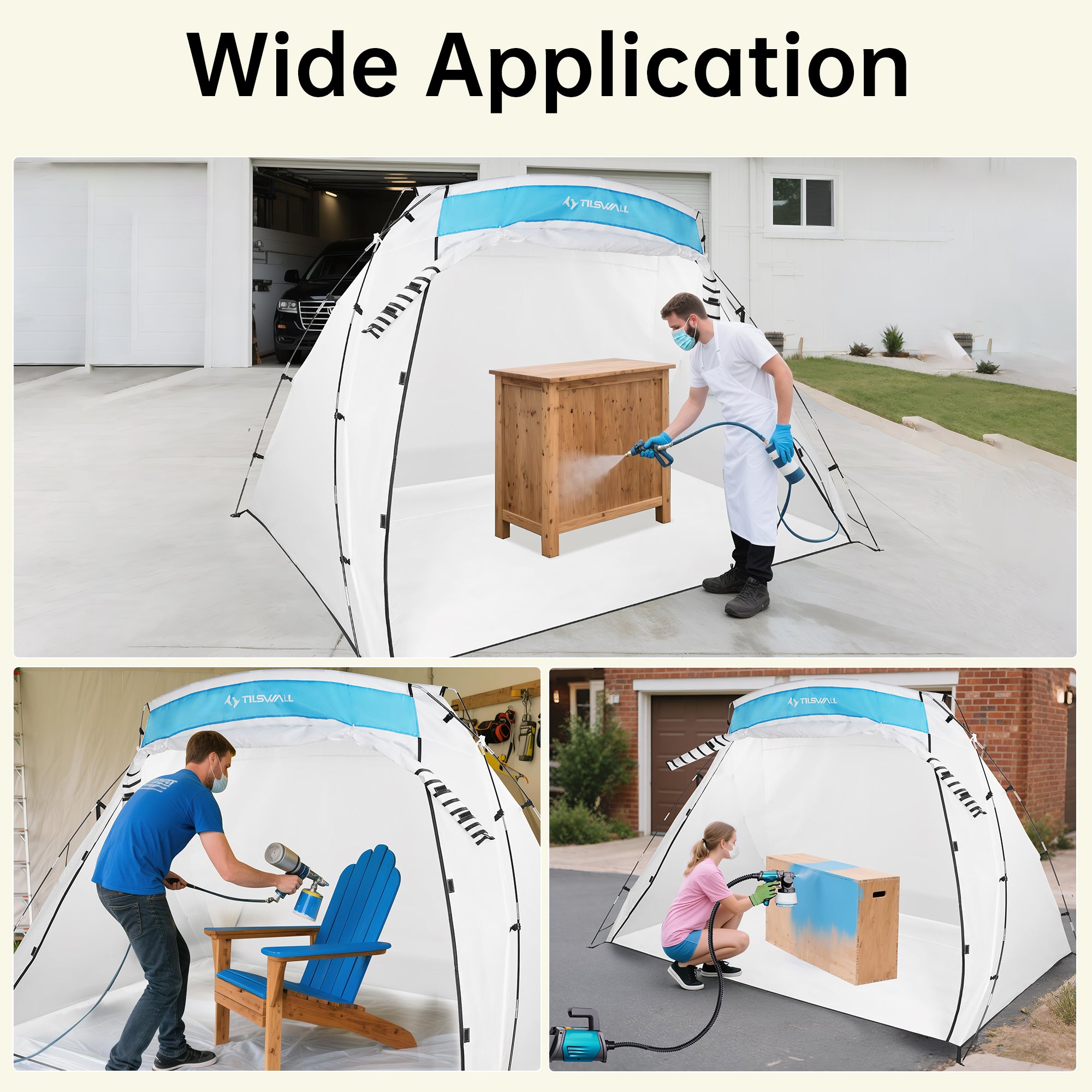 spray paint tent Tilswall Paint Booth, 8.86 x5.91 x5.58 ft Larger Portable Paint Booth