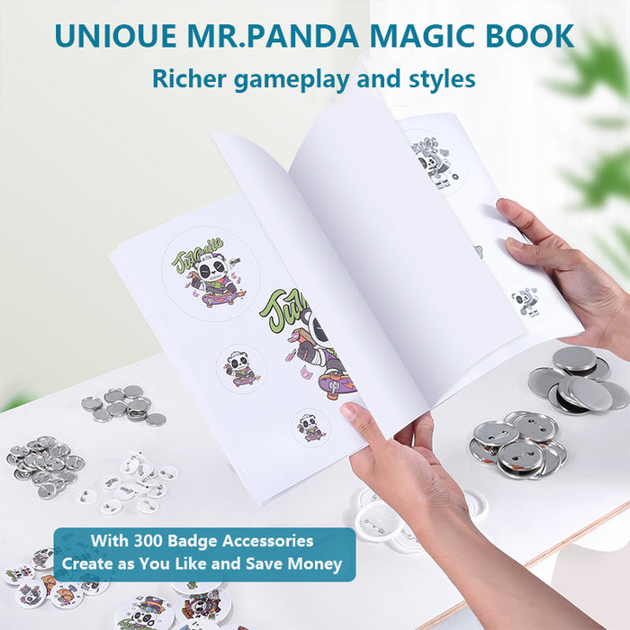 Button Maker, with 100pcs Button Parts, Button Maker Machine with Panda Magic Book
