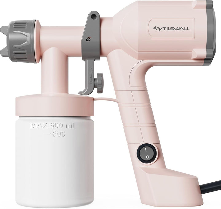 Tilswall HVLP Paint Sprayer, Ultra-Light Electric Spray Gun (Pink)