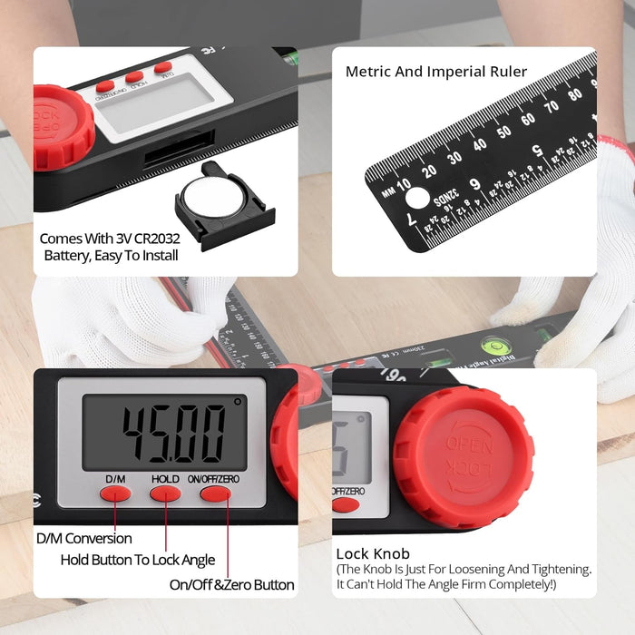 Tilswall Digital Angle Finder Protractor with Horizontal and Vertical Bubble