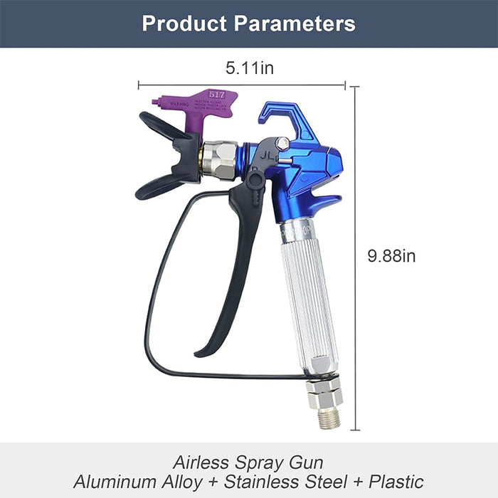 Tilswall Airless Paint Spray Gun High Pressure 3600PSI with 517 Tip