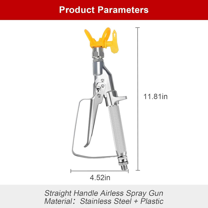 Airless Paint Spray Gun Sprayer High Pressure 3600 PSI 517 TIP Swivel Joint Straight Handle