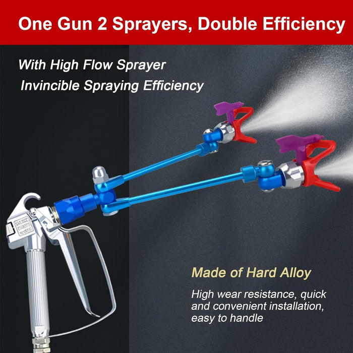 Airless Paint Spray Gun Extension Pole Double Head 517 Nozzle Tip Painting for Sprayer