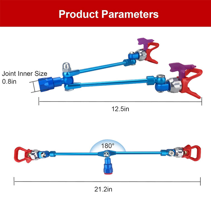 Airless Paint Spray Gun Extension Pole Double Head 517 Nozzle Tip Painting for Sprayer