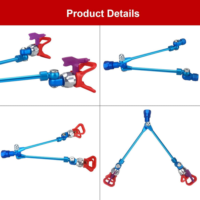 Airless Paint Spray Gun Extension Pole Double Head 517 Nozzle Tip Painting for Sprayer