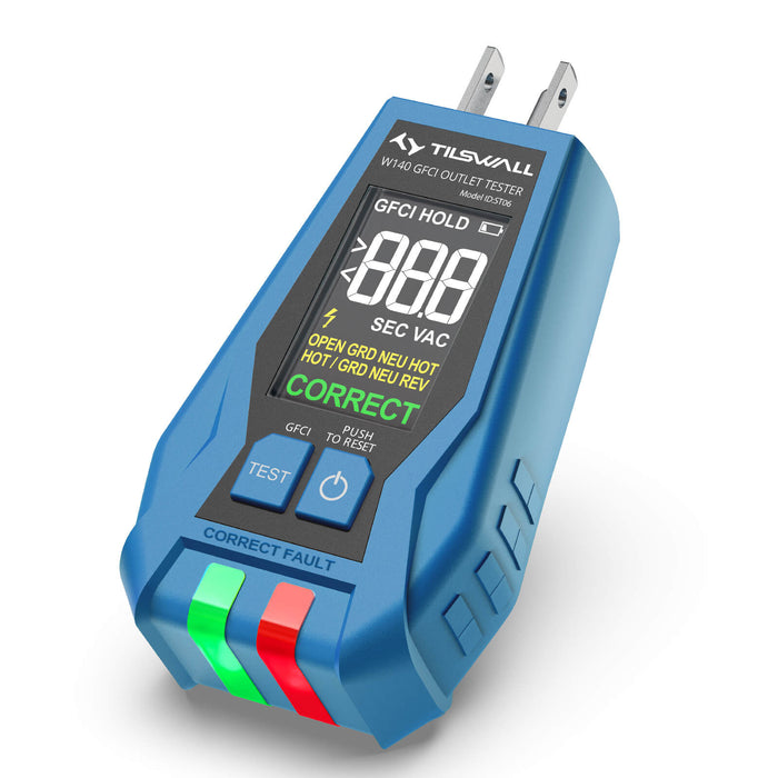 Tilswall Voltage Tester with Color LCD Display (Dual Purpose) for GFCI/AC Outlets