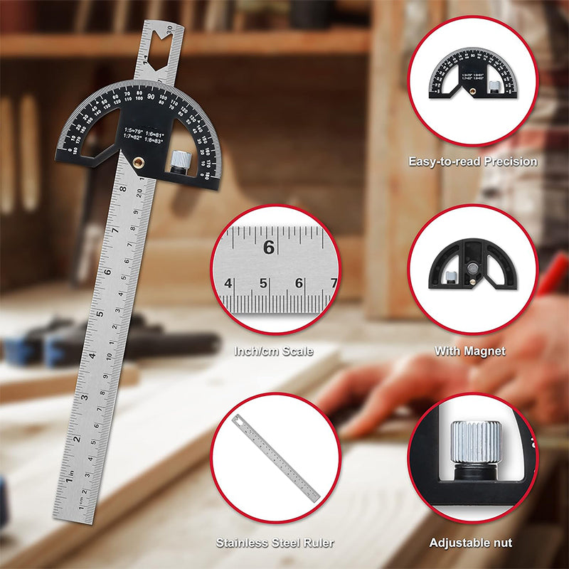 Tilswall Angle Finder Protractor, Adjustable Angle Finder Ruler for Ca
