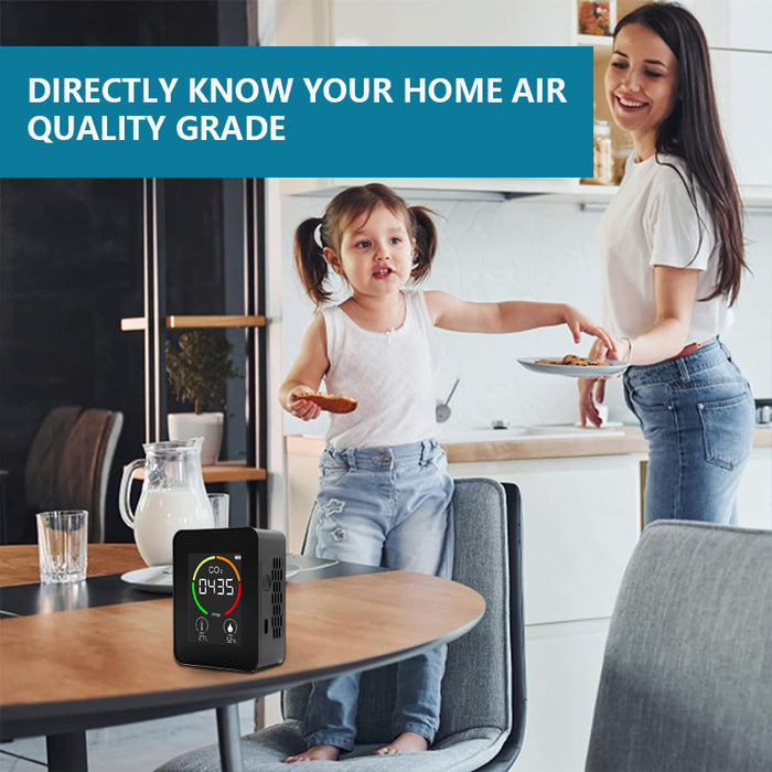 Tilswall 3-in-1 Indoor Air Quality Monitor Portable CO2 Monitor