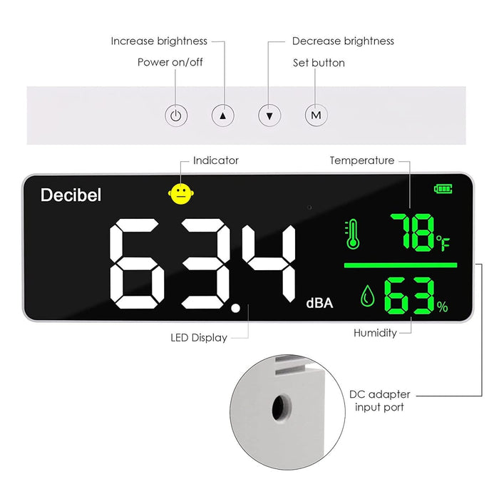 Tilswall Decibel Meter Wall Hanging Sound Level Meter