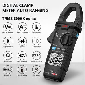 Tilswall Digital Clamp Meter, Multimeter 6000Counts Volt Meter