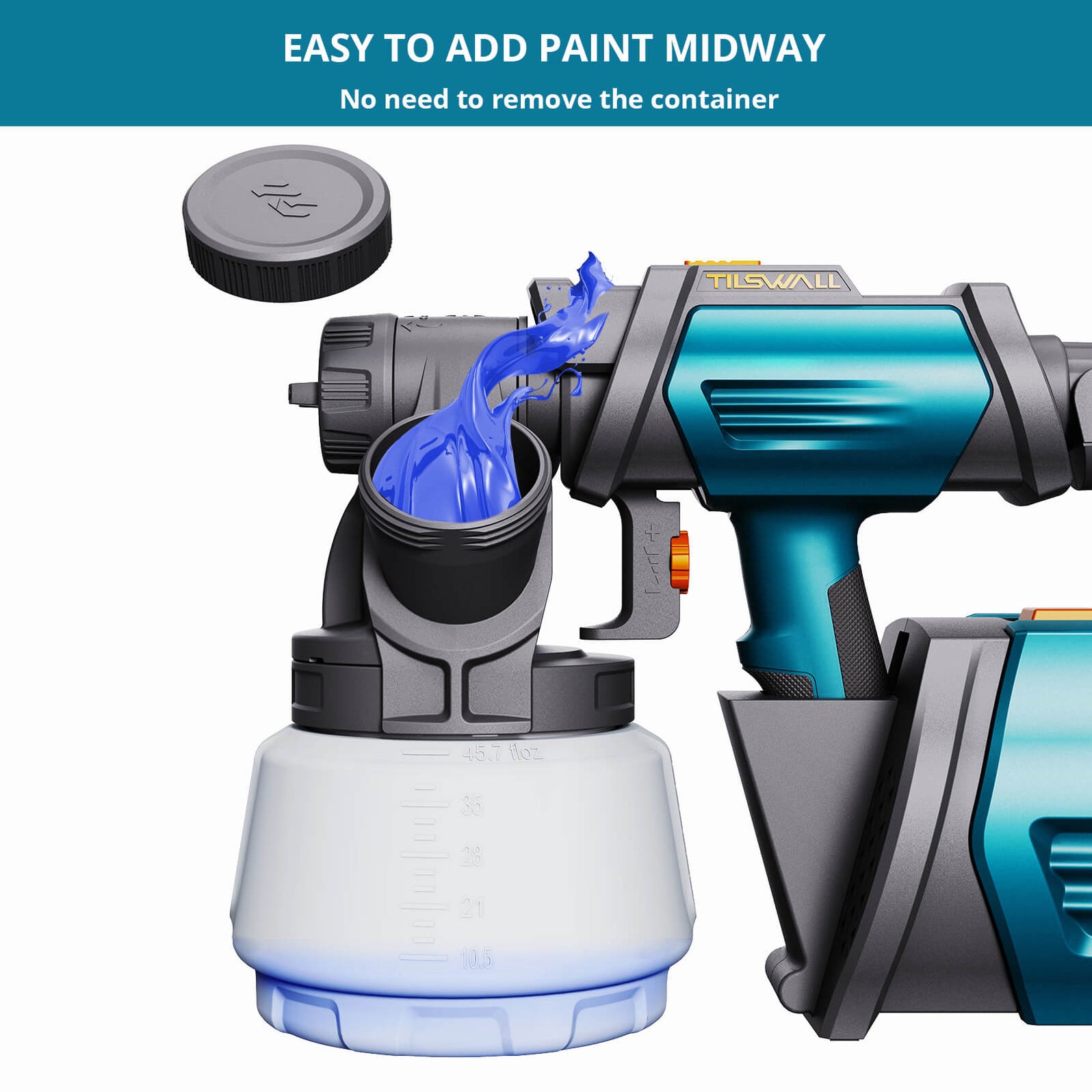 Tilswall HVLP Paint Sprayer, Ultra-Light Electric Spray Gun With 20 Fl Oz