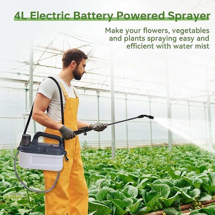 4L/1 Gallon Battery Powered Garden Sprayer with Adjustble Nozzle & Shoulder Strap