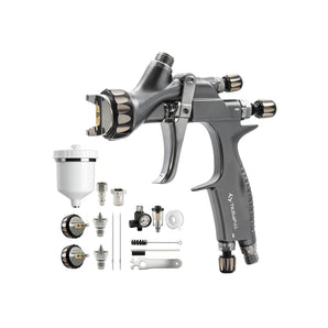 Tilswall Pinto GT HVLP Spray Gun Kit with 32cm Fan, Stainless Steel Flow Channel & 3 Nozzles