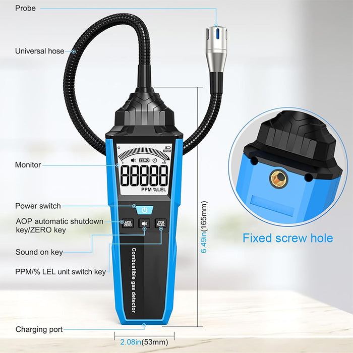 Rechargeable Gas Leak Detector with Probe