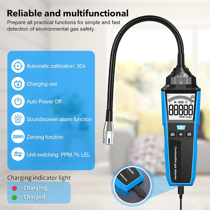 Rechargeable Gas Leak Detector with Probe