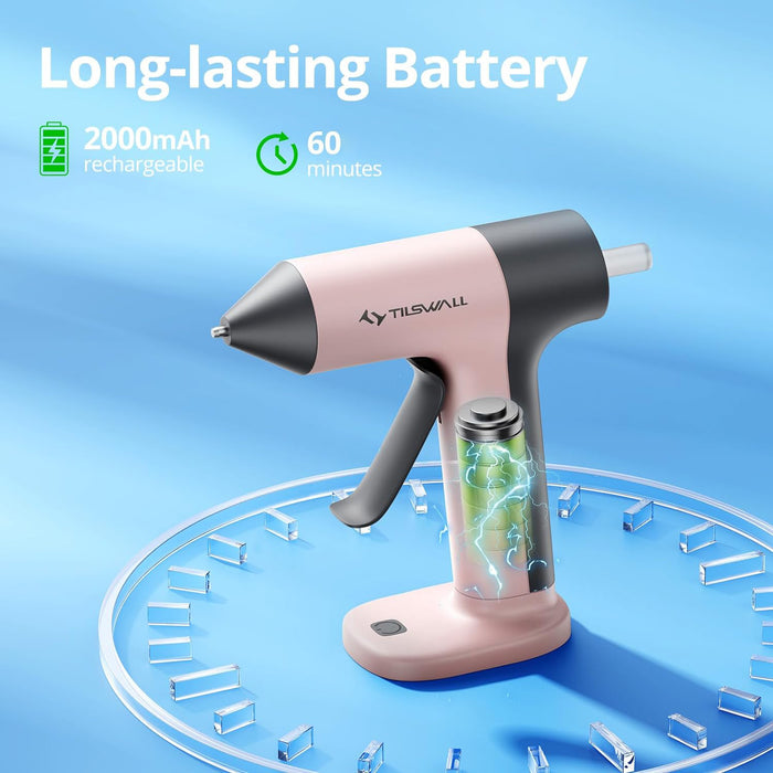 Tilswall Cordless Glue Gun, 4V Fast Preheating Hot Glue Gun