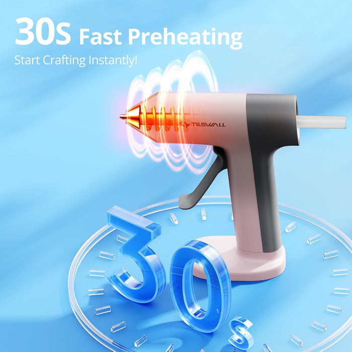 Tilswall Cordless Glue Gun, 4V Fast Preheating Hot Glue Gun