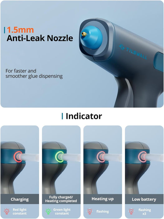 2200mAh Cordless Hot Glue Gun with 20pcs 7mm Glue Sticks