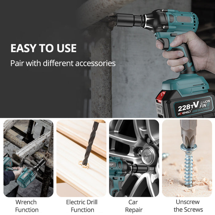Tilswall Impact Wrench, Cordless 2-Tool Electric Impact Combo Kit