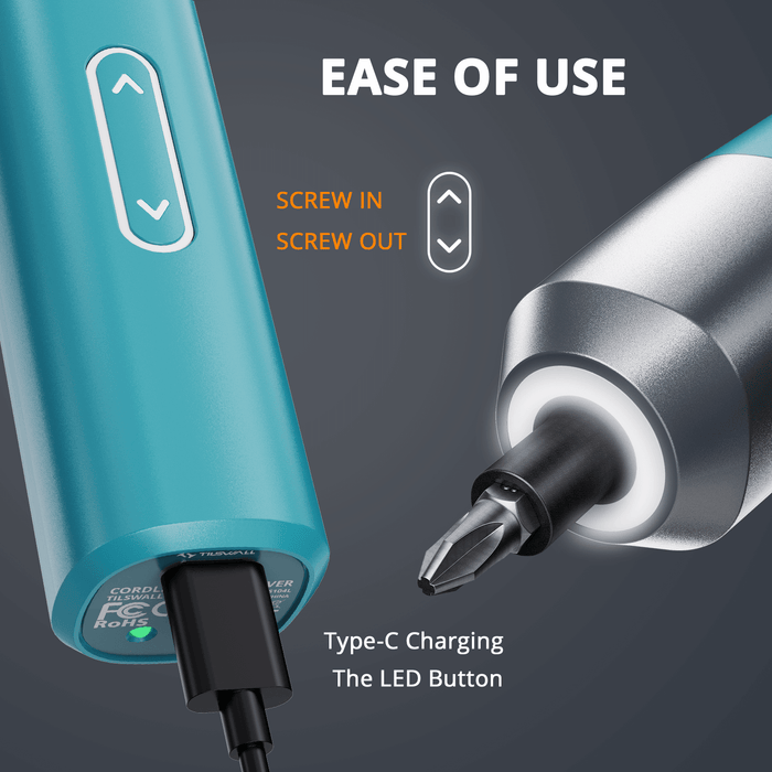 Tilswall 4V Electric Screwdriver, Max 6N·m Power Cordless Screwdriver