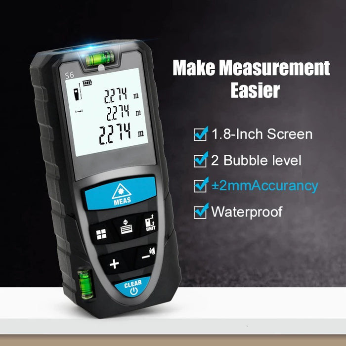 Digital Laser Distance Meter with 2 Bubble Levels