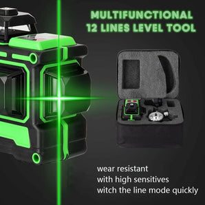 Tilswall Laser Level,12 Line 3x360°Horizontal Vertical Cross Line Laser Level Tool