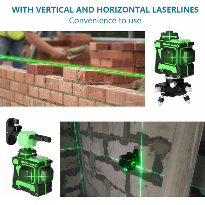 12 Line Lasers Level,3x360°Horizontal Vertical Cross Line Laser Level Tool