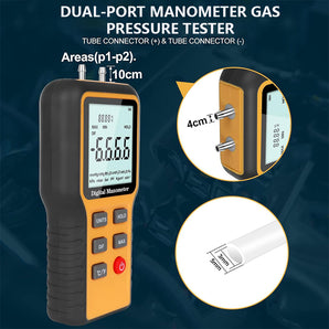 Tilswall Air Pressure Meter, Dual-Port HVAC Digital Manometer