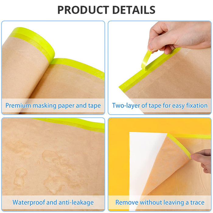 Tilswall Masking Paper, 3 Pack 50 Feet Tape and Drape Painters Paper