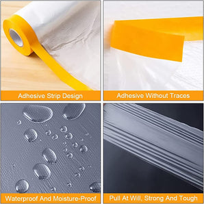 Tilswall Tape and Drape, 3 Pack Masking Paper for Automotive Painting Covering