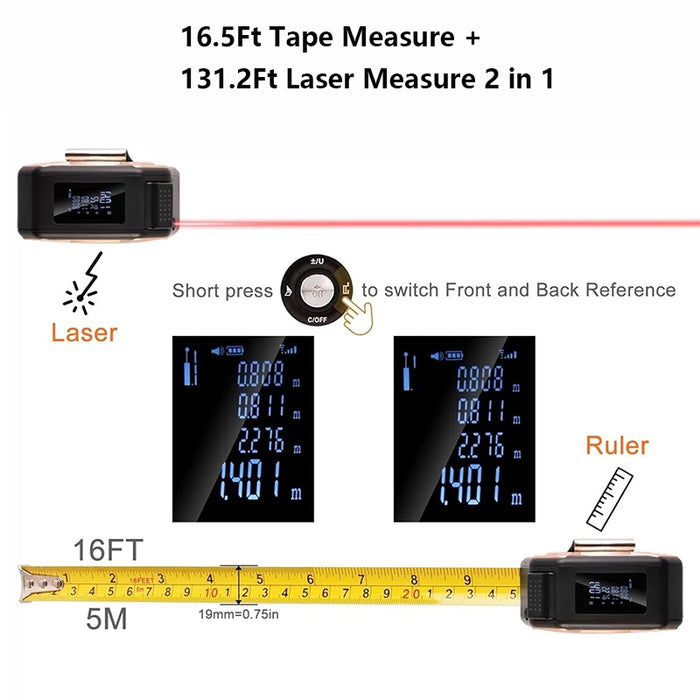 5M Tape Measure/40M Laser Rangefinder/Laser Cross-Marking