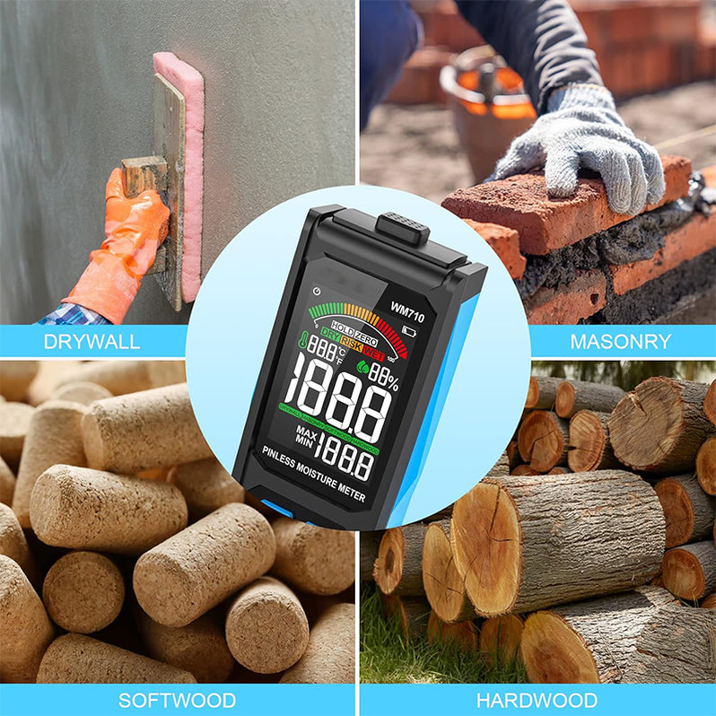 Tilswall Pinless Wood Moisture Meter Drywall Moisture Detector
