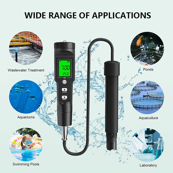 Dissolved Oxygen Meter with ATC, 0-40.00 mg/L Measurement Range