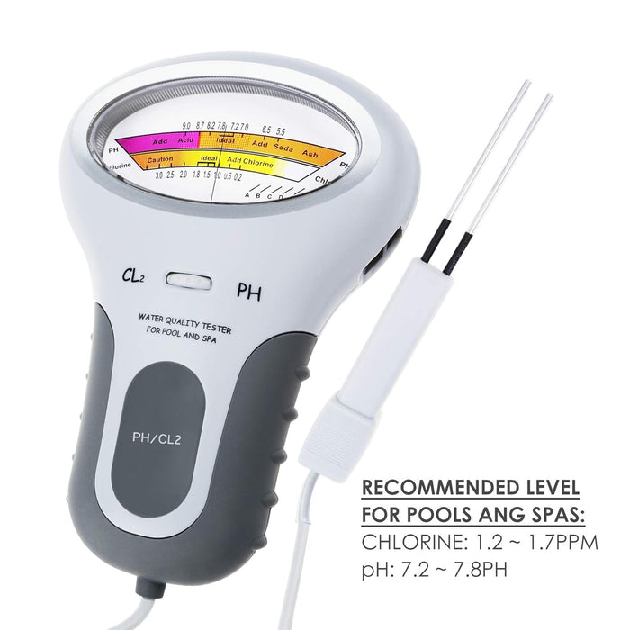 Tilswall Swimming Pool Tester, 2-in-1 Chlorine & PH Meter